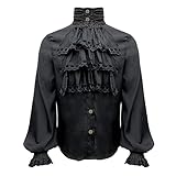 Generisch Mittelalter Hemd Herren Gothic Steampunk Stehkragenhemd Puffärmel Rüschenhemd Vintage Renaissance Viktorianische Hof Uniform Wikinger Piratenhemd Halloween Cosplay Kostüme