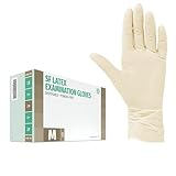 SF Latexhandschuhe M Weiß – 100 Stück Einweghandschuhe, Einmalhandschuhe, Latex Handschuhe, Gummihandschuhe für Medizin, Reinigung, Küche, Kosmetik, Tattoo & Haushaltsarbeiten – Puderfrei, Reißfest