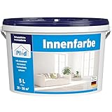 Plid® Design Innenfarbe Weiß 5L [HOHE DECKKRAFT] Design-Colour Weiss - Bunte Farbe Wand - Matte Wandfarbe - Für ca. 30-35 m² in Profi Qualität - Atmungsaktiv & Tropfgehemmt