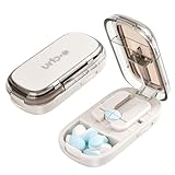 Gipnva Tablettenschneider Pill Cutter & Tablet Divider with Storage Compartment - Precise Medicine Splitter for Large/Small Pills, Portable Travel Pill Cutter (White)