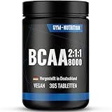 BCAA Tabletten – 365 Stück – Essenzielle Aminosäuren aus Leucin, Isoleucin & Valin (2:1:1) – Alternative zu Kapseln – Vegan – Produziert in Deutschland