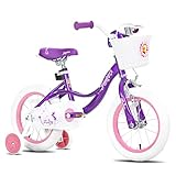 JOYSTAR 18 Zoll Mädchen Fahrrad für Alter 5-8 Kinder Fahrrad für 5 6 7 8 9 Jahre alt Mädchen Fahrrad mit Korb & Stützrädern Kinderfahrräder lila
