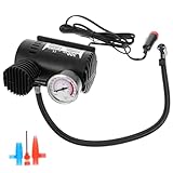 Ciieeo 12V Elektrische Luftpumpe Auto Kompressor für Reifen mit Barometer Tragbare Luftfüllpumpe für Autos Motorräder und Fahrräder für Unterwegs und Kleine Räume