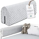 Bettkantenschutz für Kinderbetten 90 cm - Schutz für Bettrahmen Baby Bett rausfallschutz für boxspringbett bettgitter mit Bezug Kantenschutz Kinder Babybett Hellgrau
