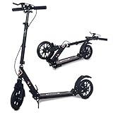ISE Big Wheel Scooter Tretroller 200mm Roller Cityroller Klappbarer Scooter 93-107cm mit 2 Räder,Handbremse für Erwachsene und Kinder,belastet 100 kg,2 Farbeauswahl (Sport-Style)