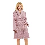 U2SKIIN Bademantel Damen kurz flauschig Plüsch weich warm Morgenmantel Damen leicht Bademäntel für Frauen (Schmutzigrosa, S/M)