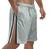 ENKETASU Kurze Hosen Herren Sport Mit Reißverschluss Sporthose Baggy Fitnessstudio Kurz Jogginghose Weit Stoff Bermuda Shorts Sommer Leicht Freizeithose Gym Fitness Funktionsshorts