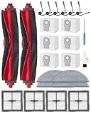 iRobacc 24 Stück Ersatzteile Set für Roborock Q10 S5+ Robot Staubsauger, Zubehörsets mit 2 Hauptbürste, 6 Seitenbürsten, 4 HEPA Filter, 6 Staubsaugerbeutel, 4 Wischtücher, 1 Bürste