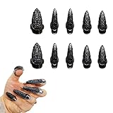 10 Stück Halloween Kostüm Krallen Fake Nägel Ring Set Gothic Punk 3 Größen Kristall volle Finger Ringe Paved Pfote Bend Fingerspitze Fingernagel Kralle Mädchen Frauen Männer Ring