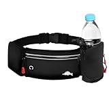 Lelezia Bauchtasche, Laufgürtel mit Trinkflasche Halter Jogging Hüfttasche Herren Gürteltasche Ddamen Wasserdicht Bauchtasche Sport mit 3 Taschen für Laufen Reiten Spaziergänge Fitness, Schwarz