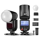 NEEWER Z1-N TTL Blitzgerät Rundkopf Speedlite Blitz Kompatibel mit Nikon, Blitzlicht mit magnetischem Diffusor, 76Ws 1/8000s HSS, 10 Stufen LED Einstelllampe, 7,4V 2600mAh Lithium Akku, 1,5s Recycling