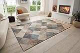 Hanse Home Bakke Designer Teppich Wohnzimmer – Kurzflor Modern, Geometrisches Rauten Muster, Flachgewebe Wohnzimmerteppich für Esszimmer, Kinderzimmer, Jugendzimmer, Flur, Küche – Creme, 160x235cm