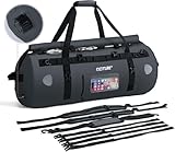 Goture Motorradtasche – 60 l wasserdichte Reise- und Gepäck-hecktasche Motorrad, Satteltasche mit transparenter Tasche, Rolltop-Verschluss, Schultergurten, Reflektorstreifen und Netztasche