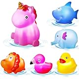 Badespielzeug Baby, 6 Stück LED Tier Badewannenspielzeug Baby, Wasserspielzeug Baby Badewanne Spielzeug Kinder, Leuchtet Sensorik Spielzeug, Geschenke für Jungen und Mädchen