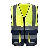 AYKRM Sicherheitsweste Warnweste Reflektierendes WarnschutzWeste Warnweste mit Reflektorstreifen mit Reißverschluss und Taschen Arbeitsweste