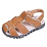 Vorgelen Kinder Geschlossene Sandalen Jungen Mädchen Leder Sandaletten rutschfest Sommer Schuhe Weiche Sohle Sandalen Outdoor Trekkingsandalen Gelb 28 EU = 29 CN