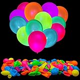 100 Stück UV Neon Luftballons Neon Glüh Party Luftballons UV Schwarzlicht Luftballons leuchten im Dunkeln für Geburtstagsdekorationen Leuchtende Party Zubehör