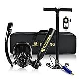TUDIVING-0,5 l tragbares Tauchflaschenset, Mini-Sauerstoffflasche mit Vollgesichts-Schnorchelmaske, Reise-LANG-Tanks für Tauchrettung/Bootsreinigung (S200Plus Black-A1)