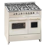 Gurari GCH E 916 Cr R Gas Standherd 90 cm mit Elektro Doppel-Backofen Creme Range Coocker • Erdgas & Propan • 5 Flammen-Gaskochfeld • 90 cm