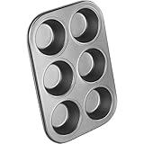 Chef Aid Muffinform mit 6 großen Mulden, Antihaftbeschichteter Cupcake-Backblech, Grau