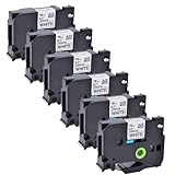 4 5 6 10 Stück 18-mm-Farbbänder Schwarz auf Weiß Etikettenband kompatibel mit TZ 241 Etikettendrucker(6 Pcs)