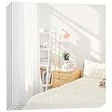 TSKDKIT 3 Stück HD Spiegel 50x50cm Glasspiegel Rahmenlos Rechteckig Wandspiegel Selbstklebender Dekorative Spiegel Badspiegel Groß Kristallspiegel für Gäste WC, Badzimmer, Ankleidezimmer, Wohnzimmer