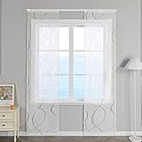ESLIR Schiebegardinen Voile Flächenvorhänge Set 2er Schiebevorhang Wohnzimmer Gardinen mit Klettband Gardinenschals Transparent Vorhang Ausbrenner Weiß BxH 57x175cm 2 Stück