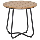 Outsunny Gartentisch Rundtisch elegant Gartenmöbel stabil verstellbare Füße Dekoration Garten Terrasse Wohnzimmer Stahlboden Braun Ø49 x 48H cm