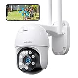 ieGeek PTZ Überwachungskamera Aussen WLAN，1080P WLAN IP Kamera Outdoor mit 30M Farbnachtsicht，automatische Verfolgung，IP66 Wasserdicht，Verbesserte 5-dBi-Doppelantenne，128GB SD-Karte，RTSP/NVR/FTP