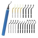 KELAV Entgrater Werkzeug Universal 21 Stück, 360° Rotierender Deburring Tool 3D Drucker Zubehör, Rutschfester Metallgriff Handentgrater mit 20 Ersatzklingen, Handentreibe Verschleißfester