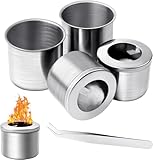 Ethanol Brenner Set Bioethanol Brenner Topf mit 4 Fiberglaswolle für Universal Tischkamin Ersatz Brennkammer für Balkon Terrasse
