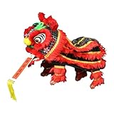 Generic Löwenpuppe mit Stab für Chinesische Neujahrsfeiern, Schwarz Rot