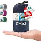 MIQIO® 2in1 Hüttenschlafsack Ultra leicht mit durchgängigem Reißverschluss (Links oder rechts): Dünner Komfort Reiseschlafsack und XL Reisedecke in Einem