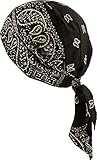 fashionchimp Zandana aus 100% Baumwolle, Bandana-Kopftuch, Bikertuch für Damen und Herren, Muster-Print (Schwarz/Weiß-Paisley)