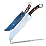 Jungle Machete – 40,6 cm lange Klinge, handgeschmiedete robuste Machete, voller Tang, 5160 Blattfederstahlklinge, gehärtet und geschärft, Griff aus Palisander, inklusive Lederscheide
