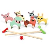 HANABASS 1 Satz Lustiges Tierkrocket Kind Bausatz Ball Tier-Krocket-Set Krocket-Spiel tierförmig im Freien Tierkrocketspiel Krocketspielzeug Kick-Crocket-Spiel Krocket in Tierform hölzern