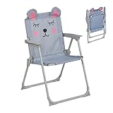 Relaxdays Kinder Klappstuhl, Campingstuhl mit Maus-Motiv, HBT: 51,5x36x37,5 cm, Picknickstuhl outdoor, Faltstuhl, bunt