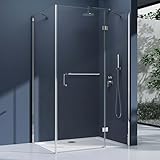 doporro Duschkabine Dusche Eck-Duschkabine Eckdusche Rav04K 100x120x190cm Glasdusche inkl. 4cm flacher Duschtasse in Weiß ESG-Sicherheitsglas Klarglas inkl. Easy-Clean-Beschichtung