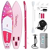 FunWater 11'&10'6 Stand Up Paddle Board Sup Board, Aufblasbares Stand Up Paddle Board für Erwachsene, Alle Fähigkeiten mit Aller Zubehör, Paddel, Pump, Sitz (10'6 WACHSMALERIE-PINK)