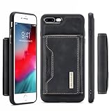 Handymode Hülle Compatible with iPhone 8 Plus, Abnehmbare Leder-Brieftaschen-Abdeckung Bumper mit Kartenhalter Ständer Magnetische Adsorption Dreifach gefaltete Brieftaschenhülle Compatible with iPhon