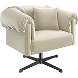 Yaheetech Sessel 360° Drehbar Loungesessel mit Rückenkissen Bequemer Relaxsessel mit Gepolsterten Armlehnen fürs Wohnzimmer/Schlafzimmer Champagner