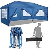 cobizi 3x6M Pavillon Outdoor Faltpavillon, Schwerlast Pavillon Passerdichte Faltzelt, mit 6 Seitenwänden für Party im Freien, Hochzeit, kommerzielle Veranstaltung, Blau