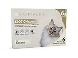 Animalea® NEU Spot On Zeckenschutz für Katzen bis zu 6 Monate Schutz [6 x Pipetten] Zeckenmittel für Katzen -Zeckenschutz Katze- Spot On für Katzen