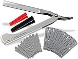 Solinger Rasiermesser Rasier-Set für Männer mit Wechselklingen Made in Germany Bartpflege Messer mit Kleiner/Großer Rasierklinge Bartmesser Barbier Nassrasierer für die perfekte Nassrasur (Silber)