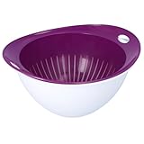 HRB Küchensieb mit Schüssel, Seiher mit einem Volumen von 2 Liter, Kunststoff, Violett/Weiß