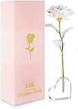 PIQIUQIU Rose Künstliche Infinity Rosen mit Herzständer, für Valentinstag Jubiläum Muttertag Geburtstag