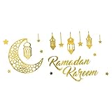MUCKLILY 1Blatt Ramadan Acrylspiegel Wandaufkleber DIY Mondstern Aufkleber für Büro Wohnzimmer und Schlafzimmer Wiederverwendbar Leicht zu Entfernen kein Kleberückstand
