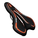 MSDADA Fahrradsattel Herren Bequem, Fahrradsitz Wasserdicht Gel MTB Sattel Ergonomisch Bike Sattel Tourensattel Velo Sattel Herren Damen für BMX/Rennrad/Mountainbike/Dirt Bike(Orange)