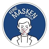 Aufkleber Gebotszeichen „KEINE MASKENPFLICHT“ Schild Folie selbstklebend blau | Ø5-30cm Made in Germany, Größe: Ø10 cm