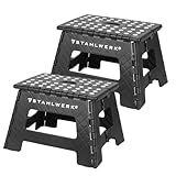 STAHLWERK Klapptritt KT-2 ST 2er Set mit 150 kg Tragkraft Faltbarer Tritthocker | Klapphocker | Schemel | Trittstufe | Klappleiter | Trittleiter mit Rutschfester Stufe